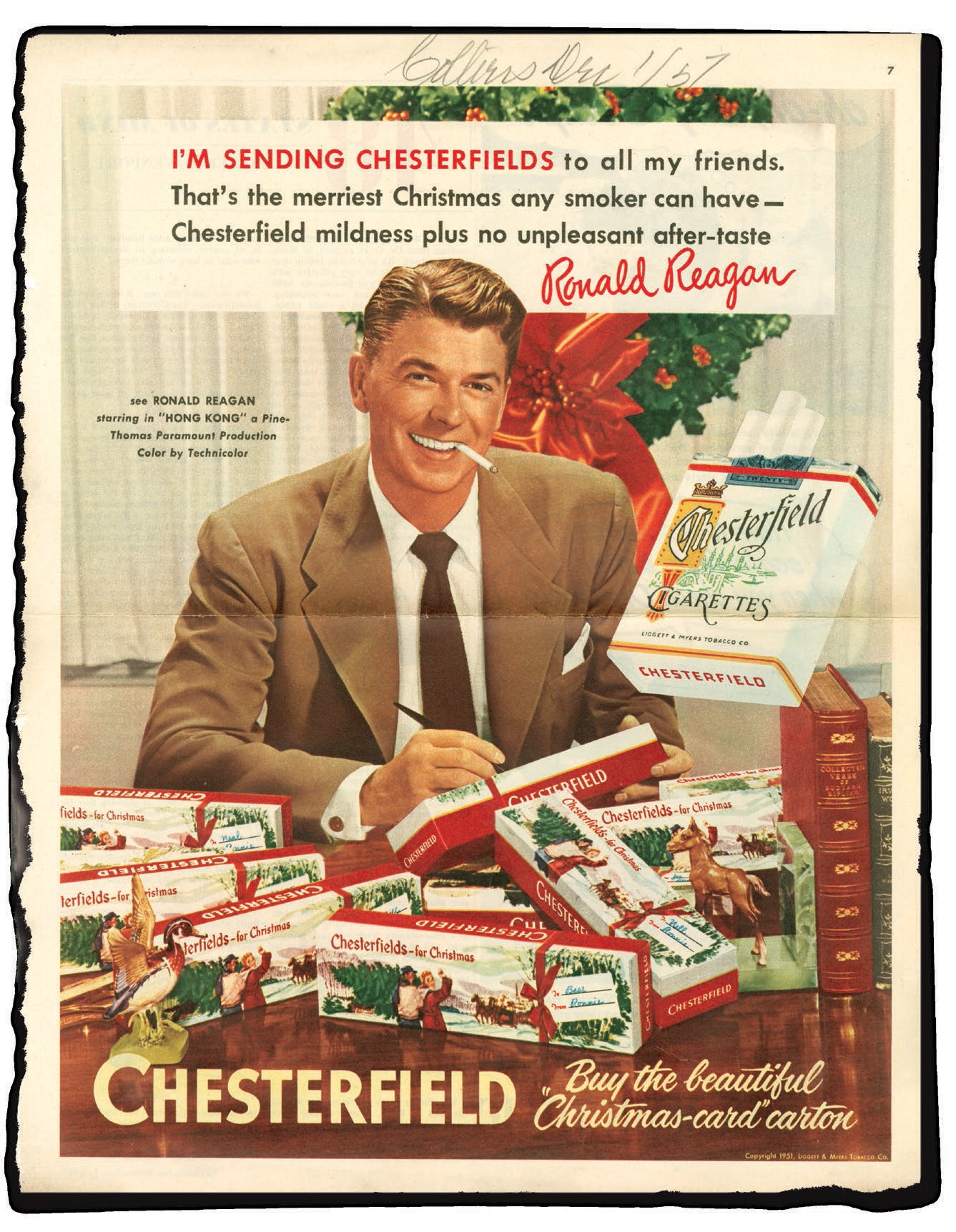 Рональд Рейган в кампании бренда Честерфилд на Новый год